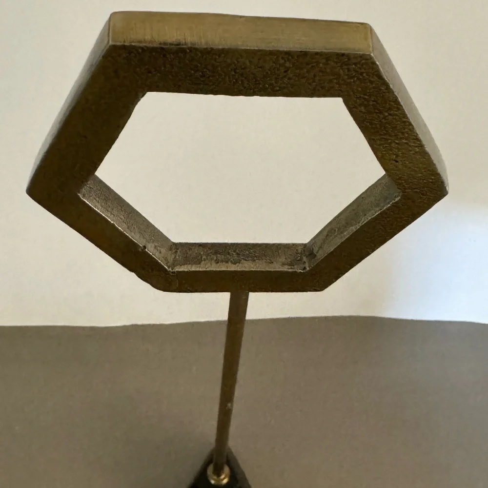 WEST ELM - Pair of Geo Cut Metal Sculptures and Vase Decor